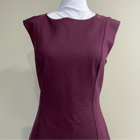 Rebecca Taylor Mesh Trim Ponte Sheath Dress Oxblood Burgundy Red size 2 Small S - Picture 7 of 11